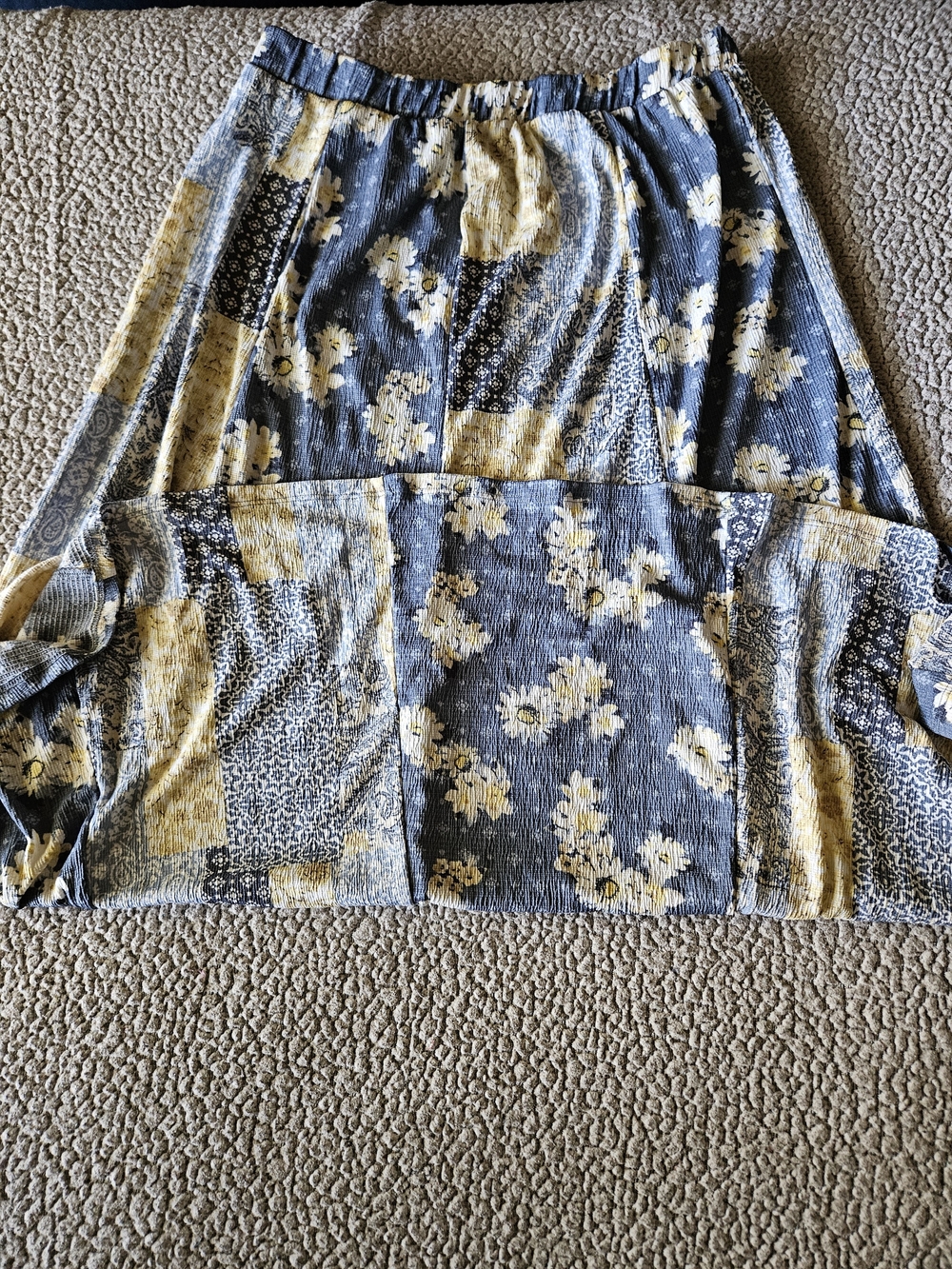 Cato Patchwork Floral Maxi Skirt - Blue & Yellow - Picture 4 of 4